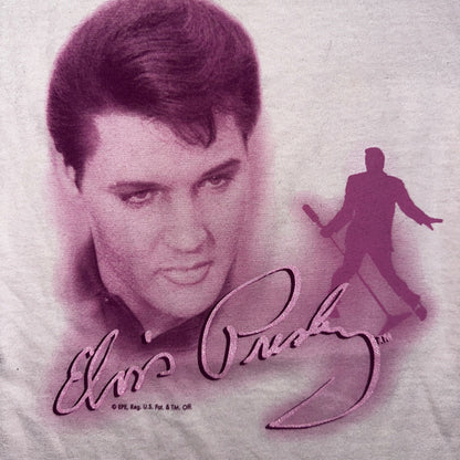 Elvis Presley Y2K Pink Womens S VTG T Shirt Sticker Kun Music Rock N Roll Class