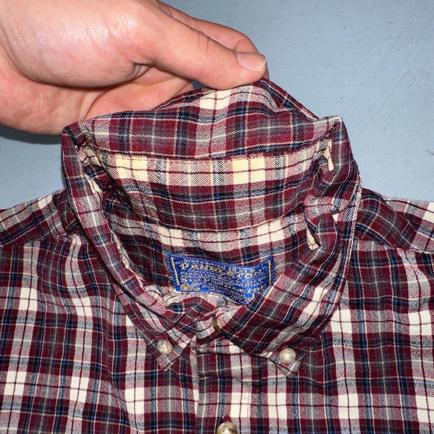 Vintage Pendleton Shirt Mens M Wool Plaid Flannel USA Button 1970s 70s Red