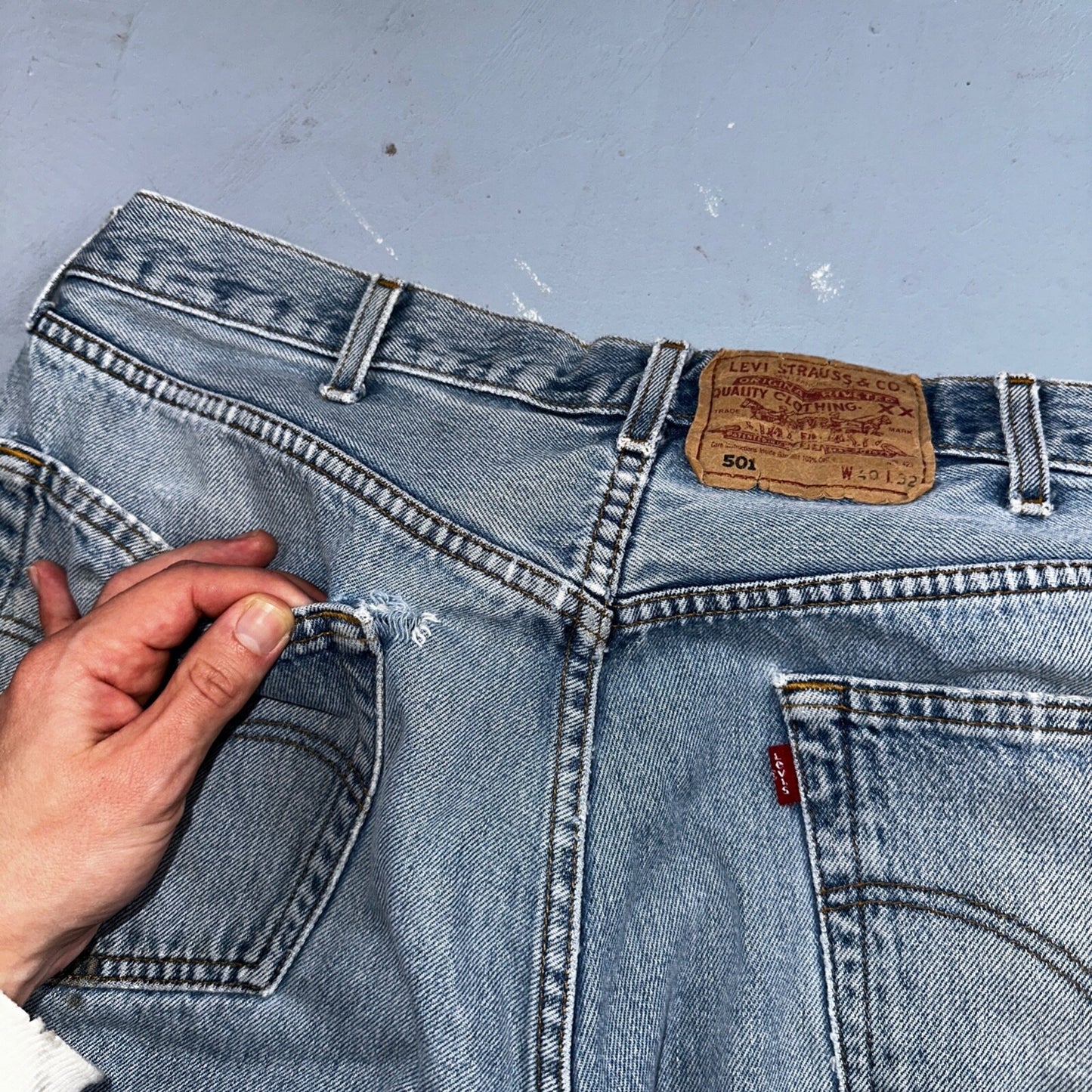 Levis 501 Vintage 90s Mexico Straight Leg Jeans 40x32 Y2K Light Wash Act 38x30