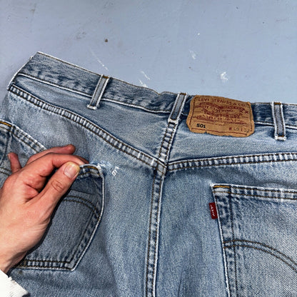 Levis 501 Vintage 90s Mexico Straight Leg Jeans 40x32 Y2K Light Wash Act 38x30