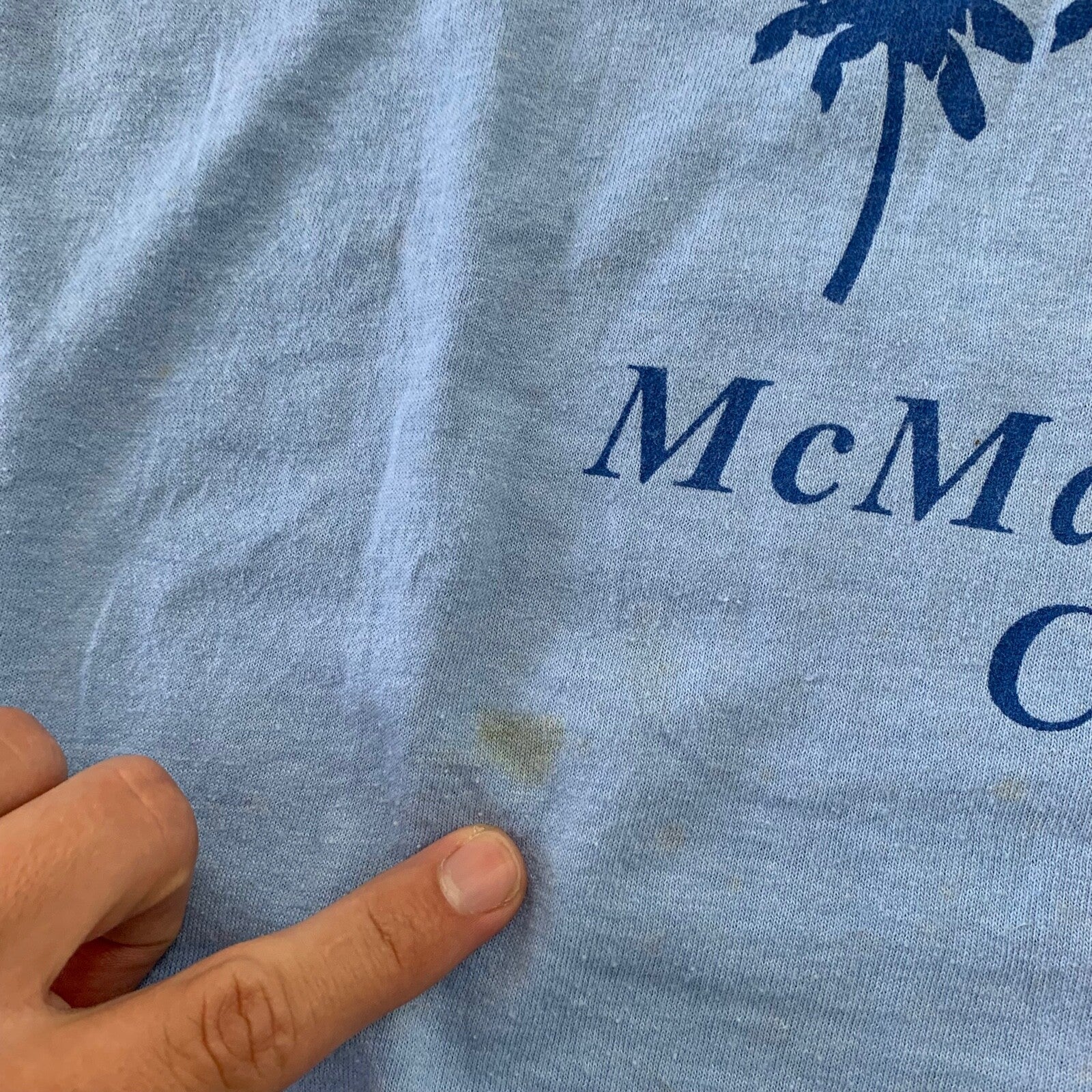 McMahon California Vintage T Shirt 1986 Blue 86 Coast Travel Reunion Palm Trees