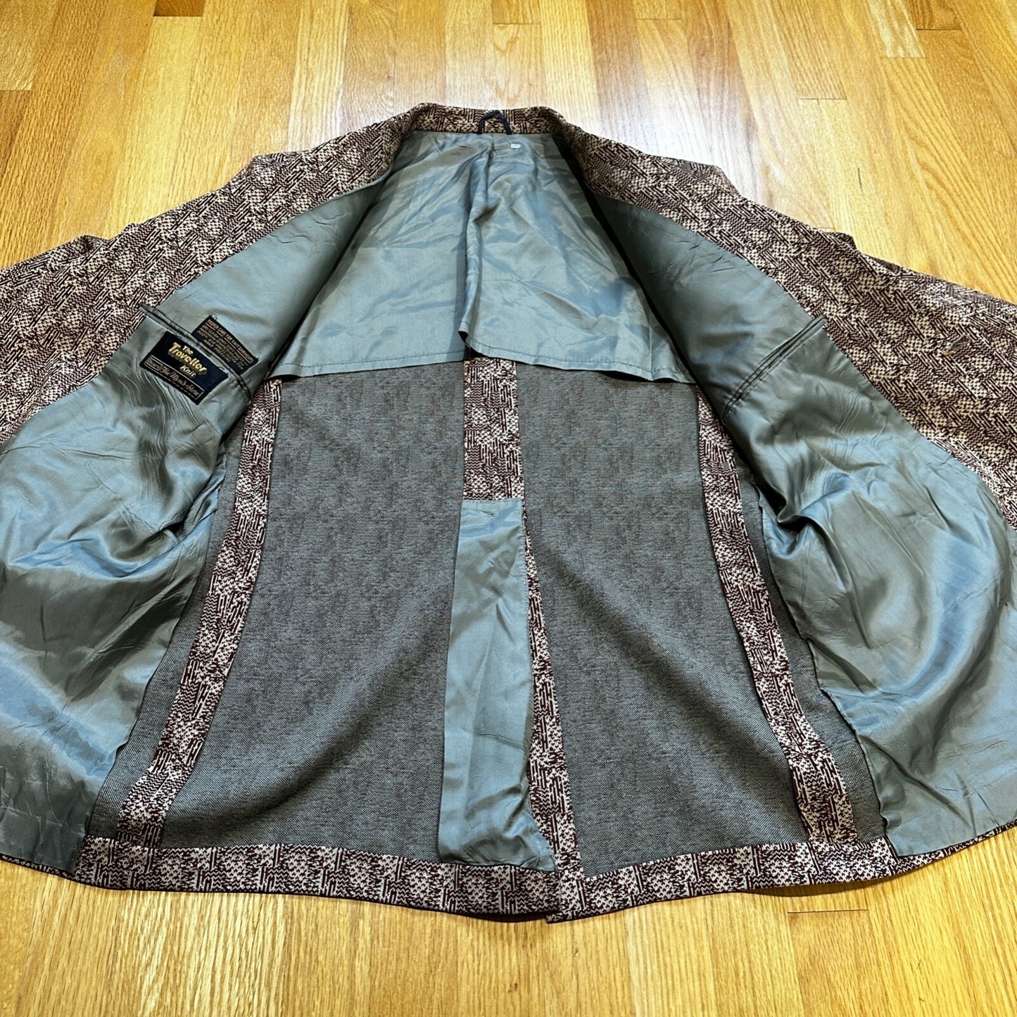 1960s 1970s Navy USA Sport Jacket VTG Mens Suit 44 Rockabilly Stripe Plaid Crazy