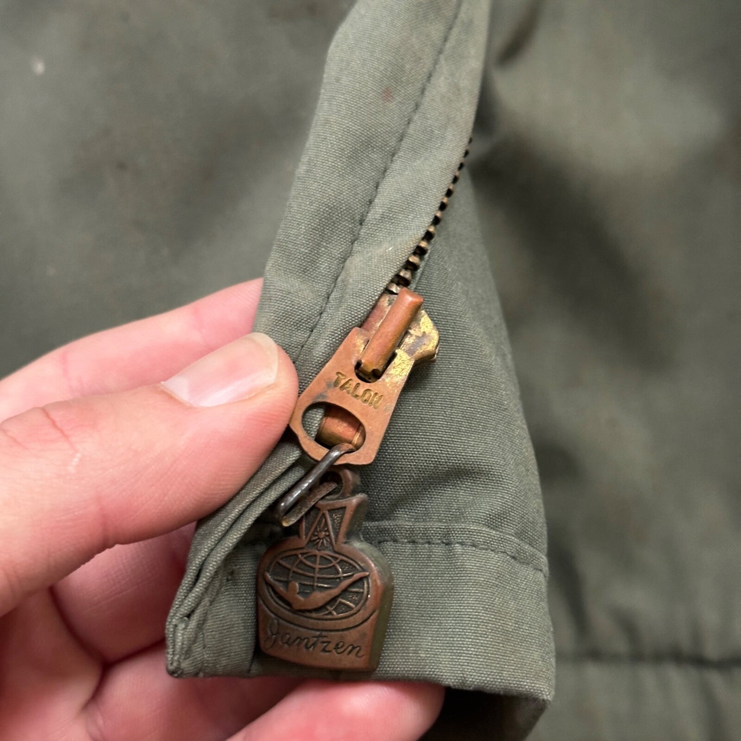 VTG 1960s AG-274 Military Green Water Repellent Jacket 42R Gabardine Rockabilly