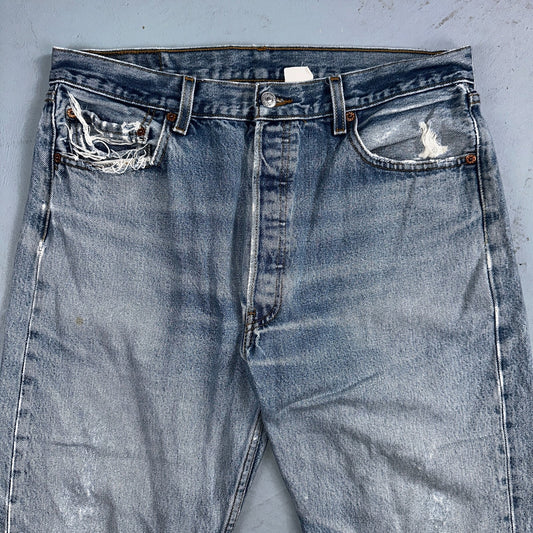 Levis 501 Vintage 90s XX Straight Leg Jeans Y2K Light Wash 36x34 Act 33x29