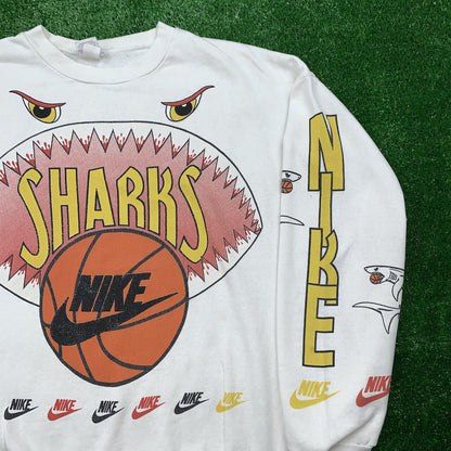 Nike Vintage Sweatshirt Mens T Shirt Sharks Crewneck AOP Basketball Jordan RARE