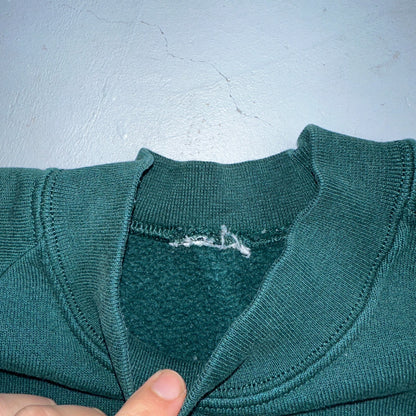 1980s VTG Green Sport Blank Sweatshirt USA Crewneck Basic 80s Jumper