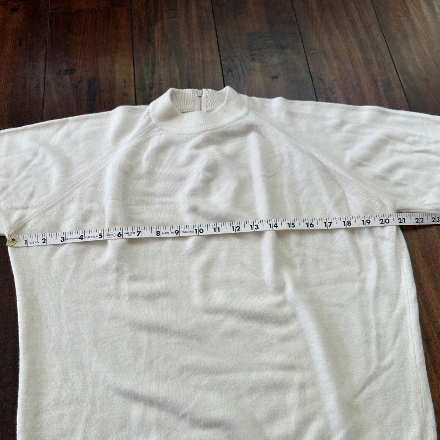 Vintage USA Rockabilly Womens White Sweater Zip 60s 70s Top Basic Sanforized