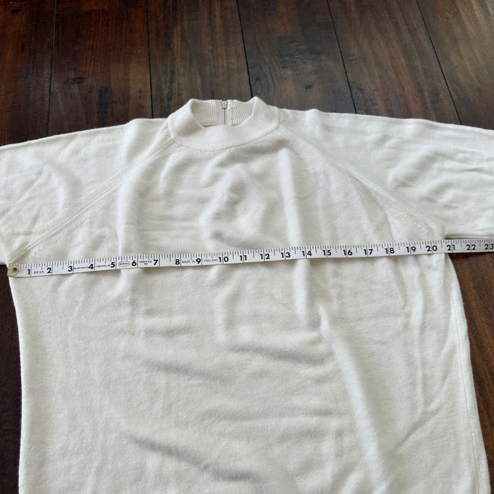 Vintage USA Rockabilly Womens White Sweater Zip 60s 70s Top Basic Sanforized