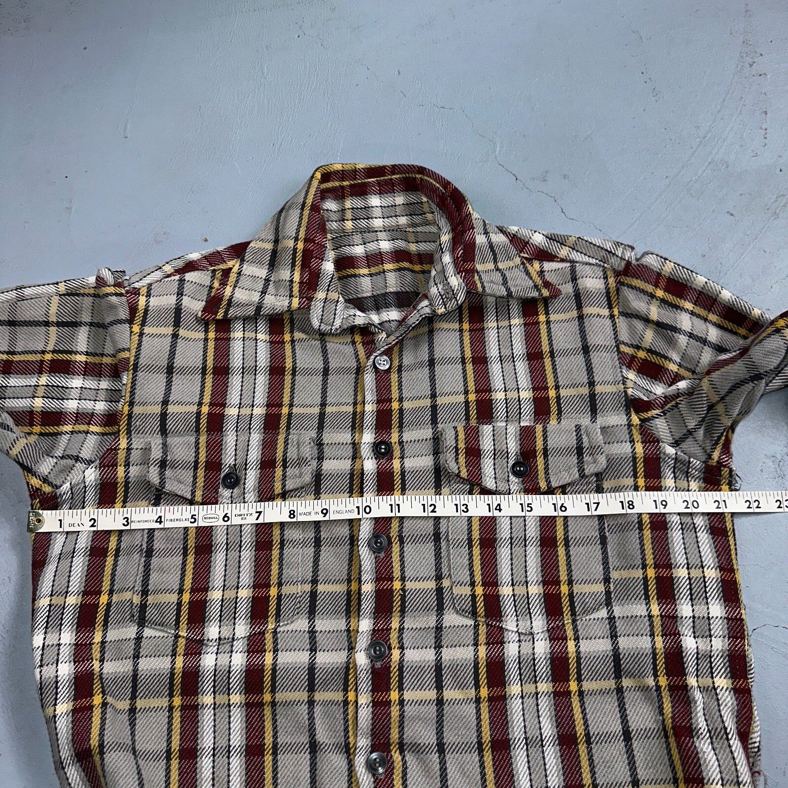 VTG Big Mac JC Penny Thick 100% Cotton Flannel Work Shirt M 70s Plaid Thrashed