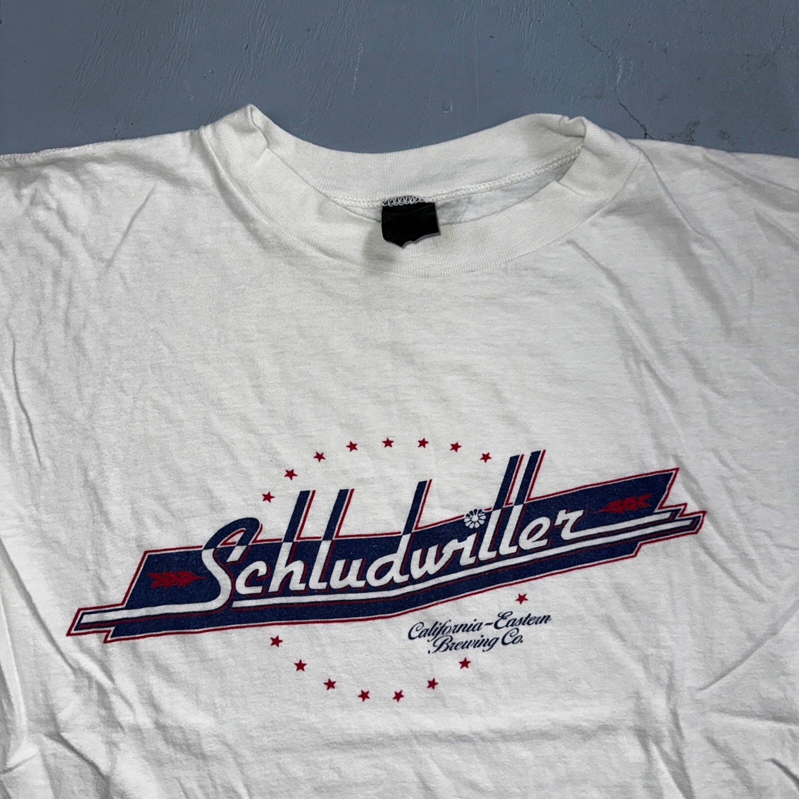 Schludwiller California Beer 70s Anvil VTG T Shirt Local Alcohol Random Brand