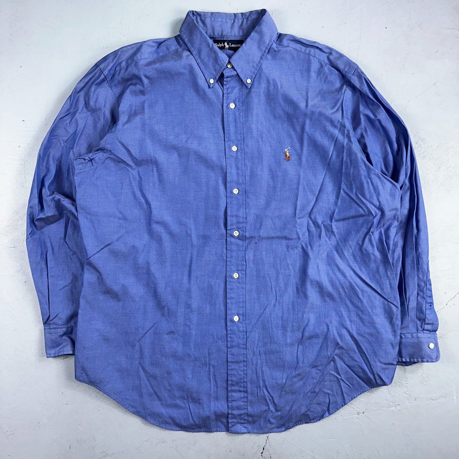 Ralph Lauren Shirt Mens 17.5 Long Sleeve Button Up Pony Yarmouth Cotton