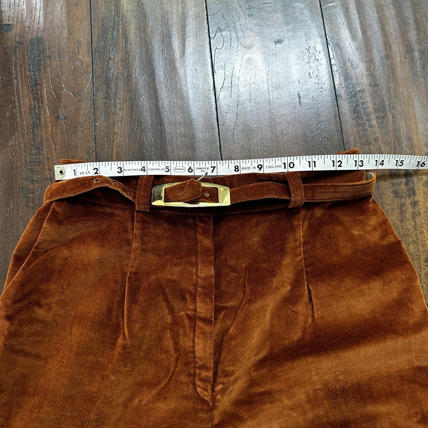 VTG Alpaq California 1970s Pants 26x31 Brown Velour High Waist Flair Rockabilly