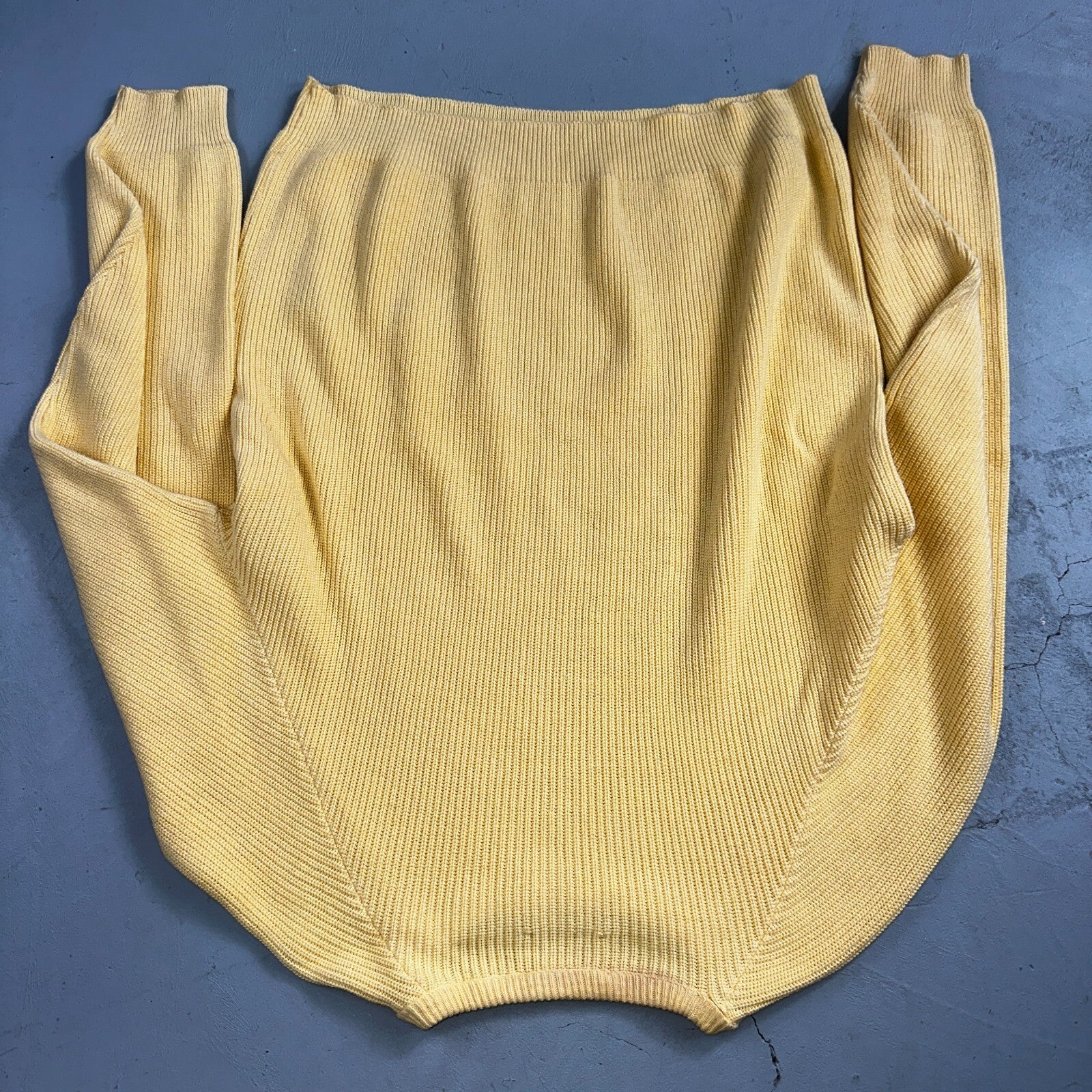 Lord Jeff Mens Chunky Knit Pullover Crewneck Sweater Fine Cotton USA Yellow XL