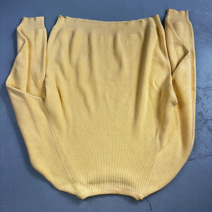 Lord Jeff Mens Chunky Knit Pullover Crewneck Sweater Fine Cotton USA Yellow XL