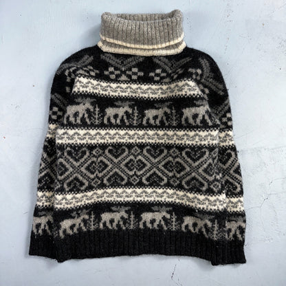 Eddie Bauer Vintage 1992 Wool Turtleneck Fair Isle Pullover Sweater L Womens