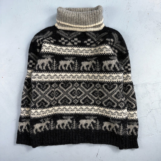 Eddie Bauer Vintage 1992 Wool Turtleneck Fair Isle Pullover Sweater L Womens
