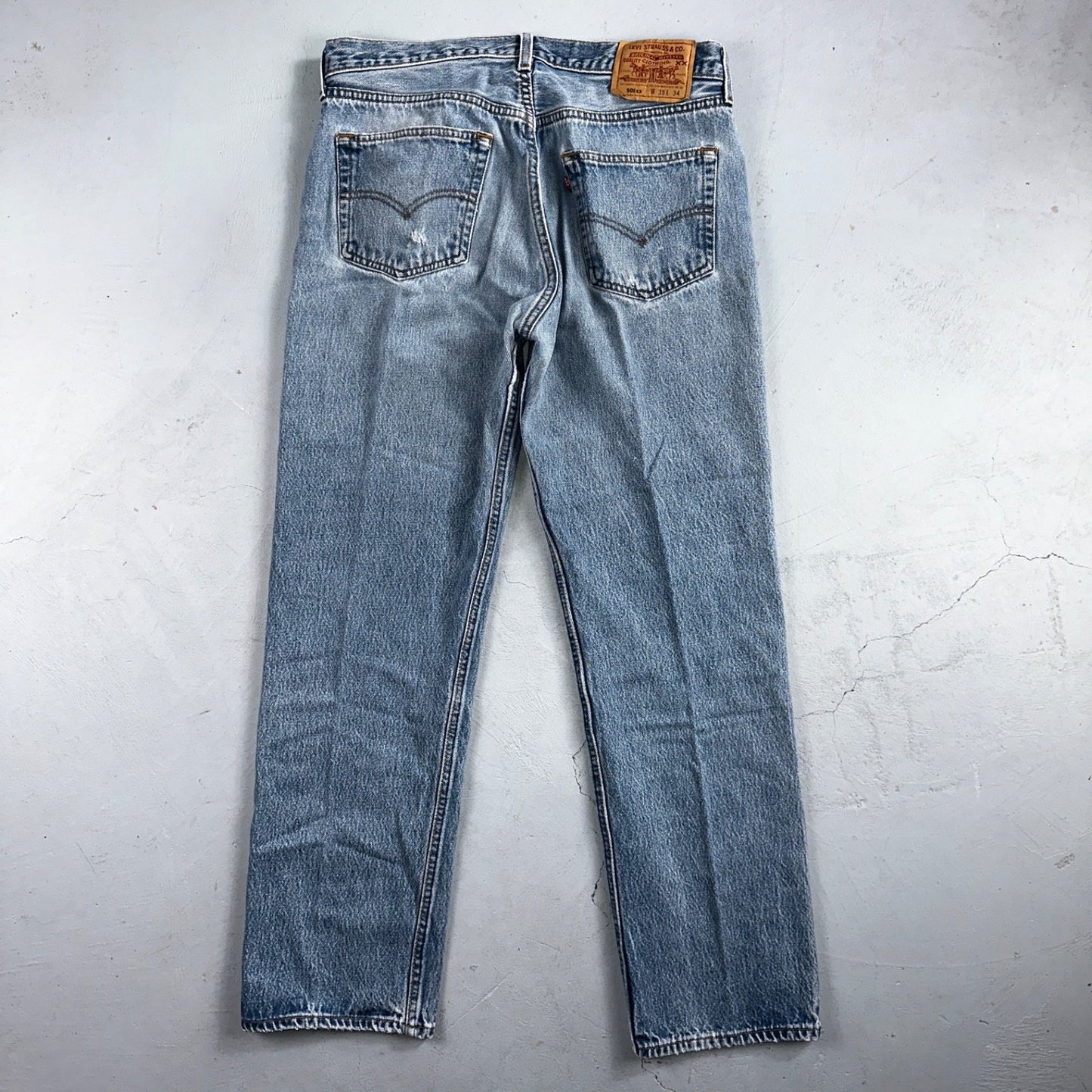 Levis 501 Vintage 90s USA XX Straight Leg Jeans Blue Light Wash 35x34 Act 33x30