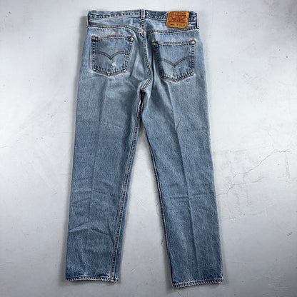 Levis 501 Vintage 90s USA XX Straight Leg Jeans Blue Light Wash 35x34 Act 33x30