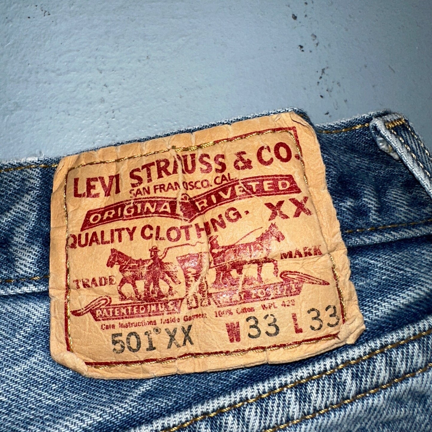 Levis 501 Vintage Y2K XX Straight Leg Jeans 90s Blue Med Wash 33x33 Act 30x30