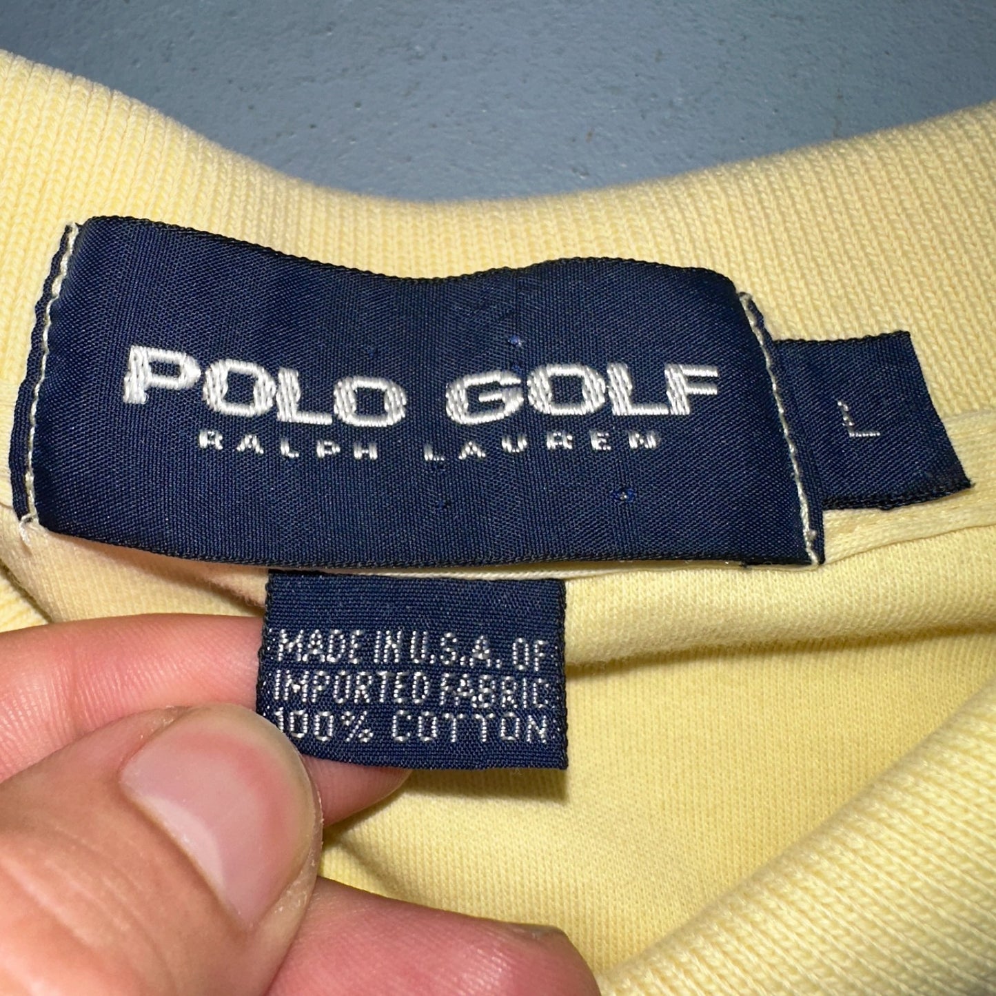 Polo Ralph Lauren Yellow Large Cotton Vintage Made USA Golf Polo Shirt