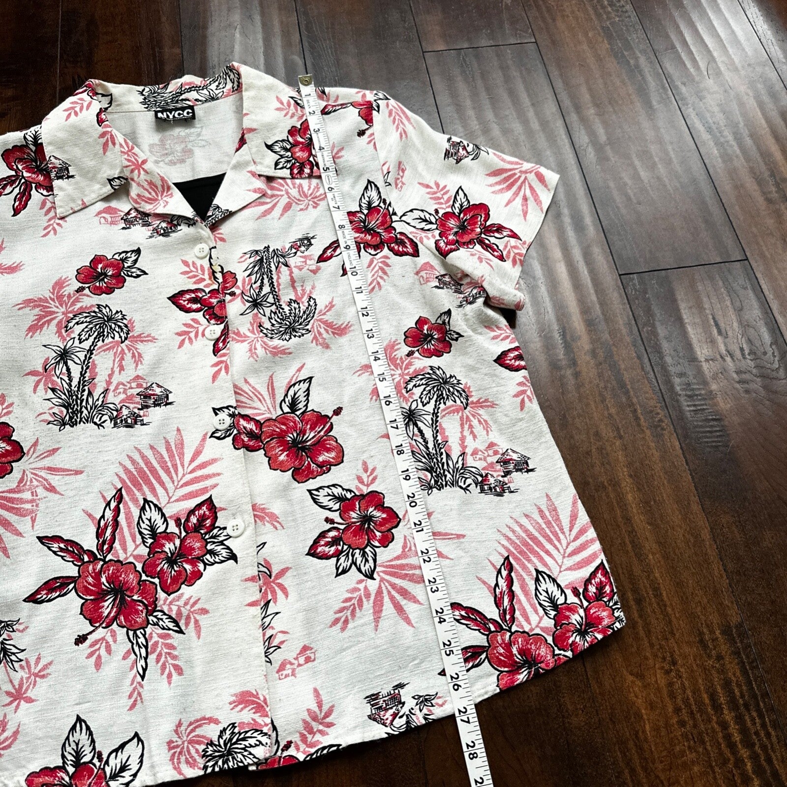 VTG Floral Shirt Womens L 90s New York Clothing Co Cottage Hawaiian 1990s