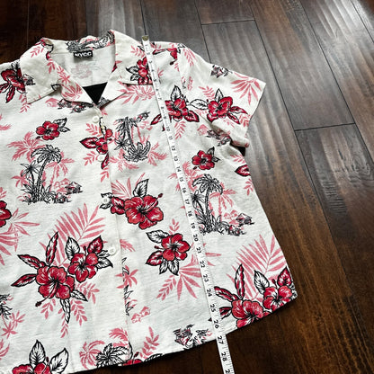 VTG Floral Shirt Womens L 90s New York Clothing Co Cottage Hawaiian 1990s