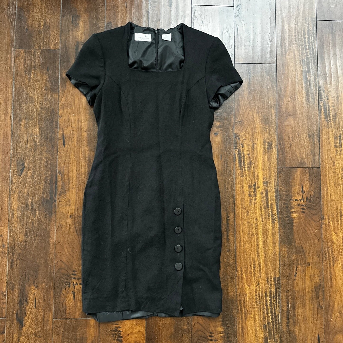 Liz Claiborne Dress Womens 10 Petite Black Maxi Lace Ladies Cute Church