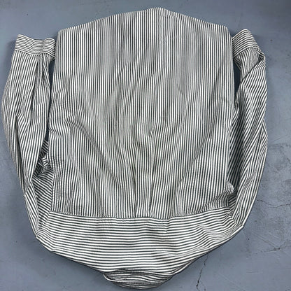 Lands End Shirt Men's M Green Striped Long Sleeve Button Down Trad Fit VTG 90s