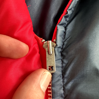 Vintage 50s Comfy Puffer Coat Jacket Womens Metallic Talon Zipper 60s Navy