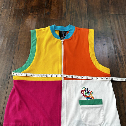 Barbara Gerwit Sweater Vest Womens L Usa Made 80s 90s Golf Colorblock VTG