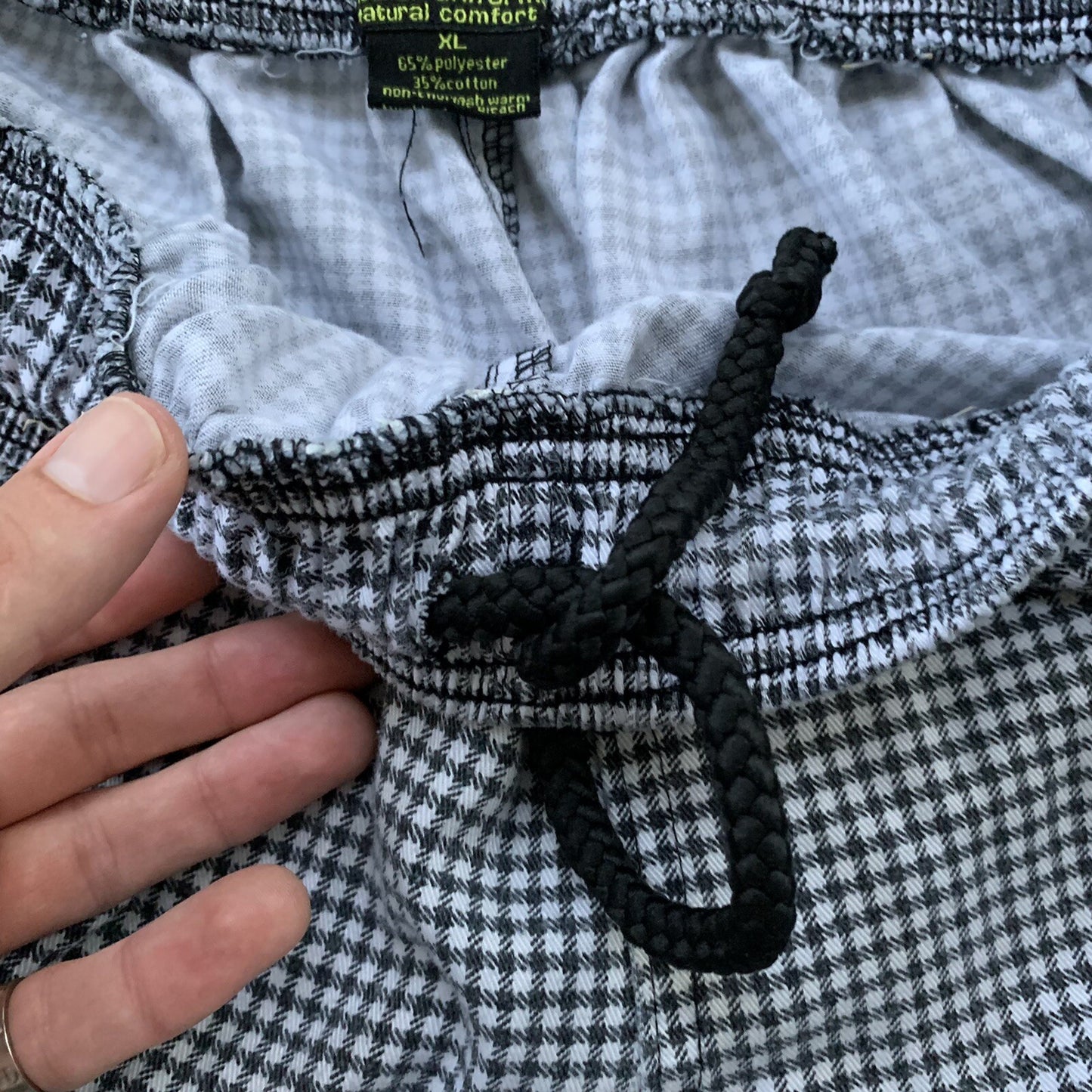 Natural Comfort Uniform Pants  Houndstooth Drawstring Thrashed XL VTG Y2K