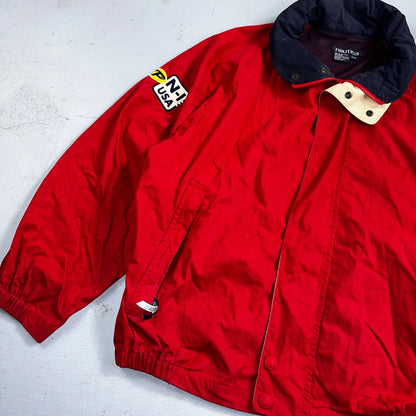 Nautica Jacket Adult Large Full Zip USA 90s Performance Mens N1 Red Rare
