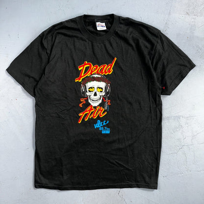 Grateful Dead Y2K Air Skull Roses KLCC Music Vintage T Shirt Rare Black Band