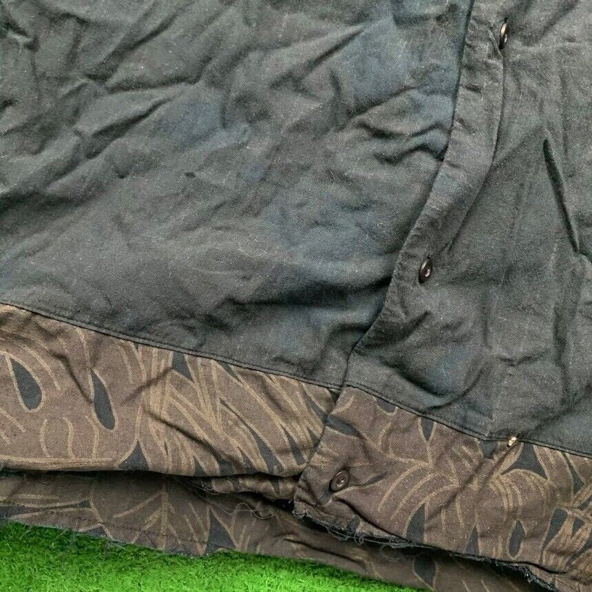 CH Carolina Herrera Black Flower Floral Button Down Dress Shirt Mens Rough VTG