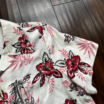 VTG Floral Shirt Womens L 90s New York Clothing Co Cottage Hawaiian 1990s