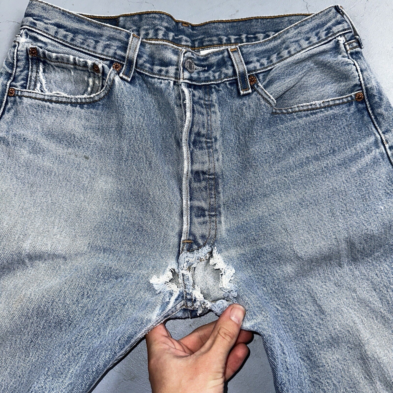 Levis 501 Vintage 90s XX Straight Leg Mexico Jeans 34x36 Light Wash Act 31x32