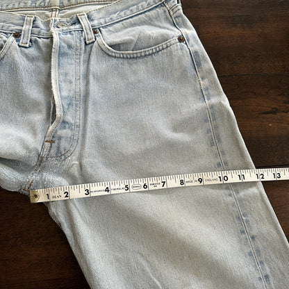 Levis Vintage 80s Redline Selvedge USA 501 Light Wash Blue Jeans 70s Act 29x33