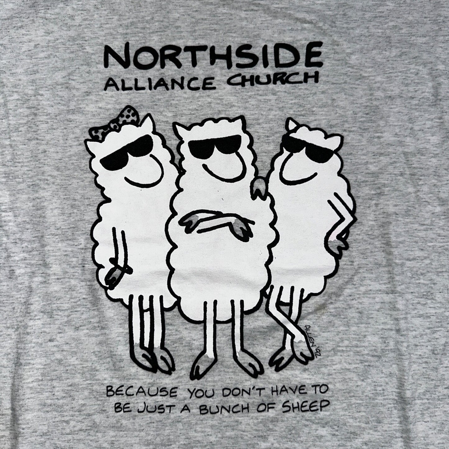 Church Sheep Funny Cute VTG T Shirt Alliance North Side Jesus Christ Love Music