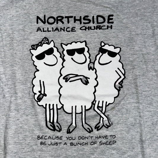 Church Sheep Funny Cute VTG T Shirt Alliance North Side Jesus Christ Love Music
