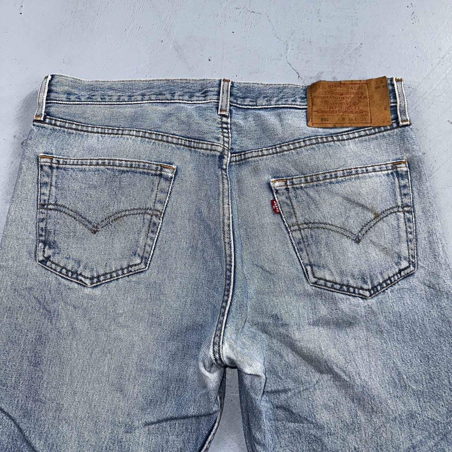 Levis 501 Vintage 90s Mex XX Straight Leg Jeans Blue Light Wash 36x30 Act 35x25