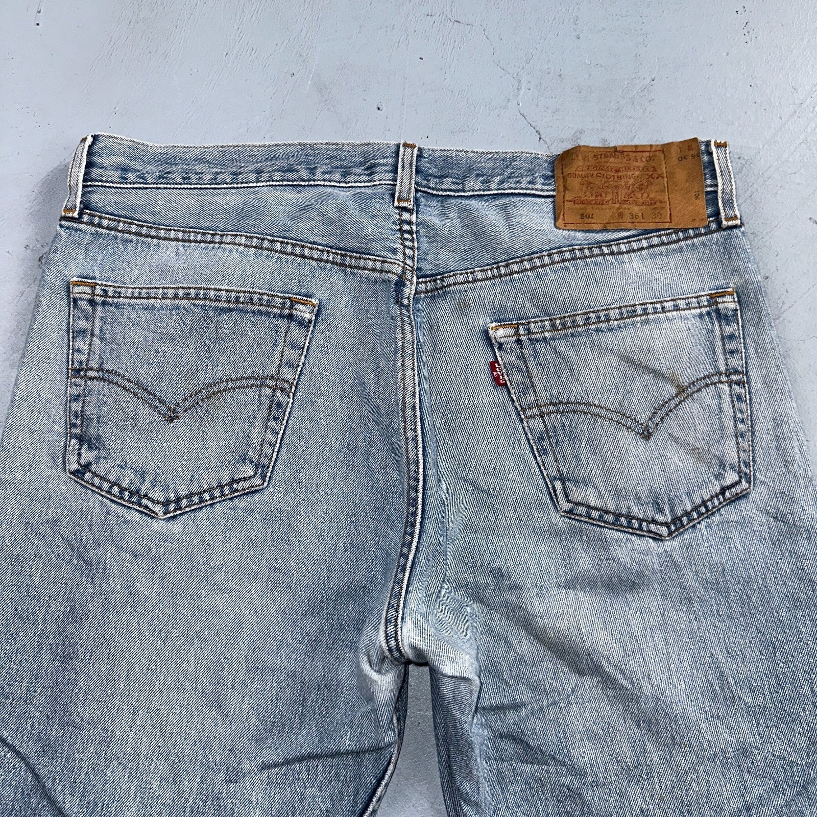 Levis 501 Vintage 90s Mex XX Straight Leg Jeans Blue Light Wash 36x30 Act 35x25