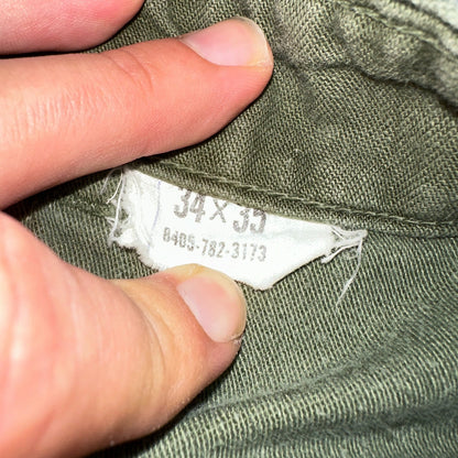 Vintage 1960s 70s Vietnam OG 107 Fatigue Pants 60s Button Fly 34x35 Act 33x26
