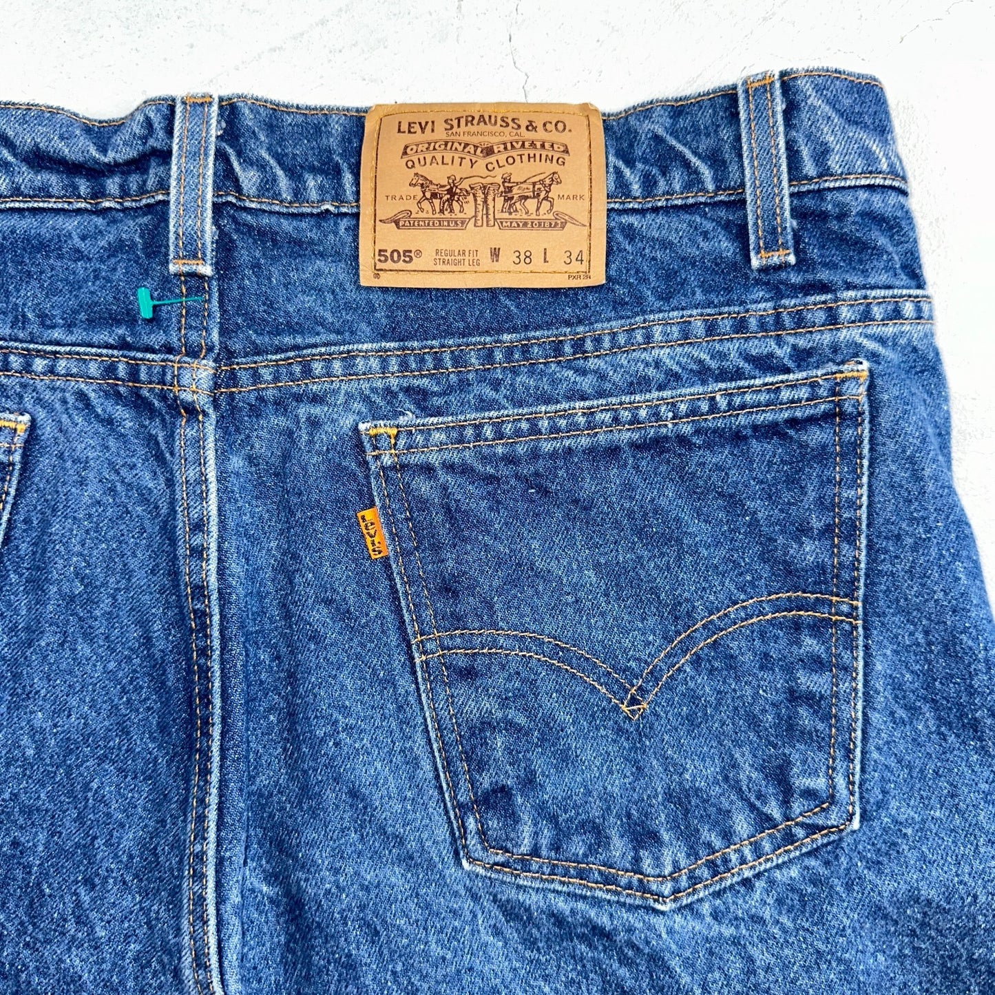 Levis 505 Vintage 90s USA Orange Tab Jeans 38x34 Blue Med Wash 501 Act 36x34