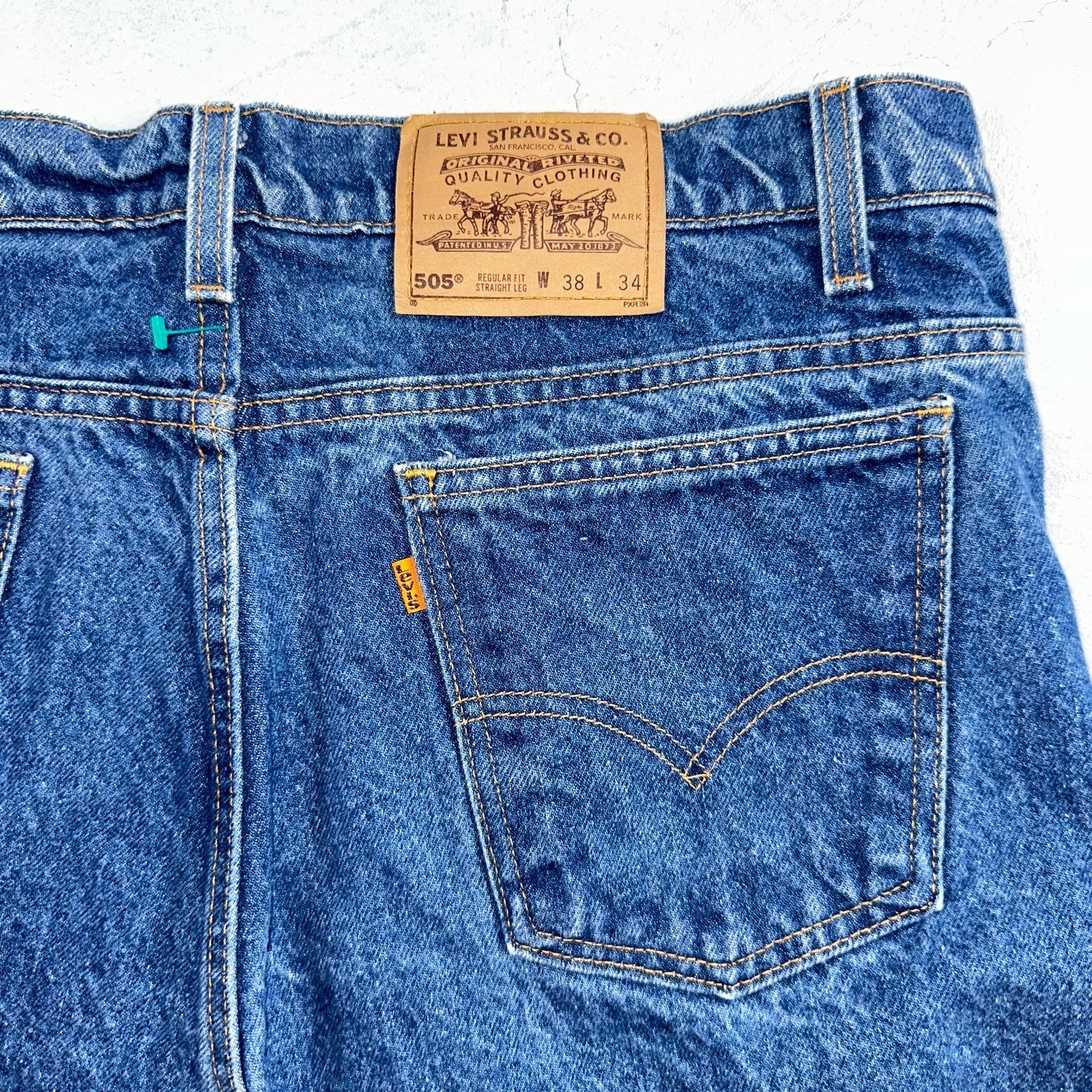 Levis 505 Vintage 90s USA Orange Tab Jeans 38x34 Blue Med Wash 501 Act 36x34