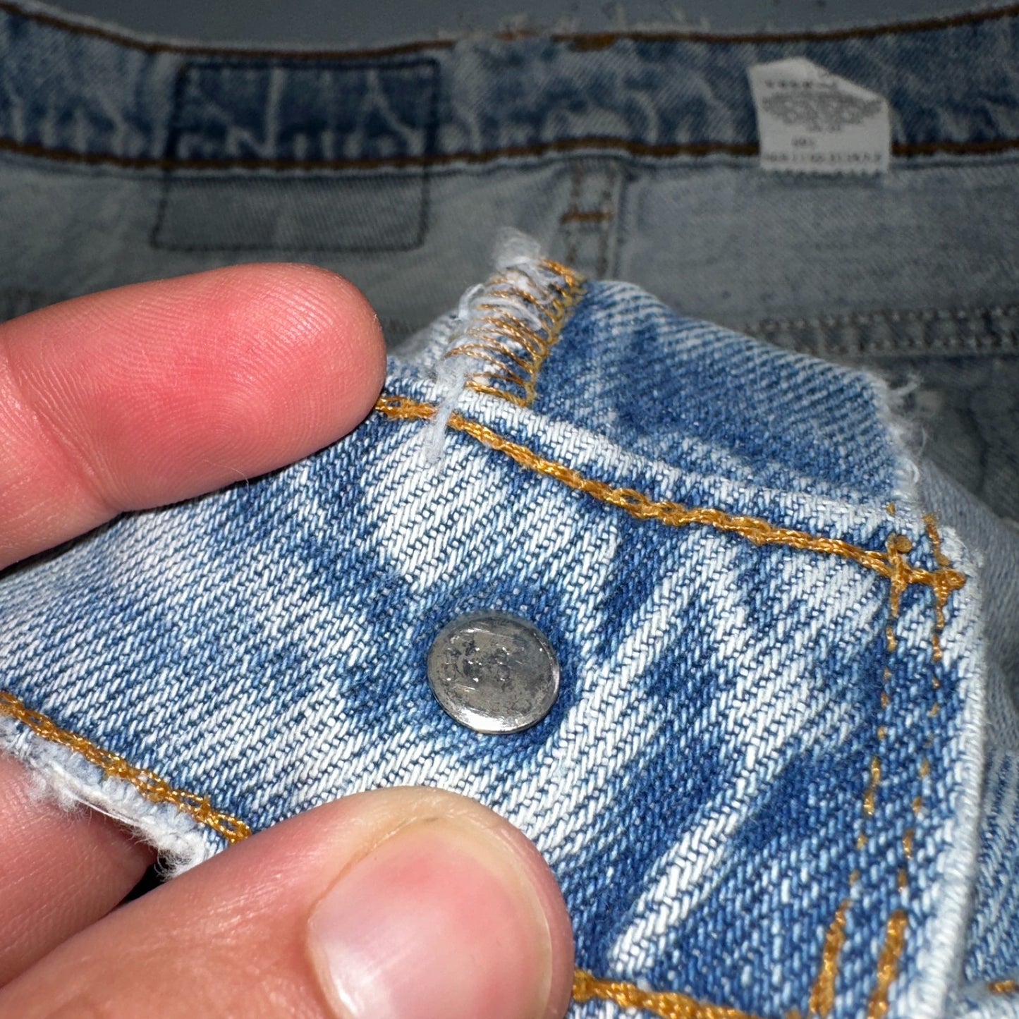 Levis 505 Vintage 90s Orange Tab Jeans 36x32 Thrashed Light Wash 501 Act 33x31