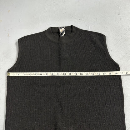 Black Cute Womens Knit No Sleeve Sweater 70s 80s Basic Essentials Look