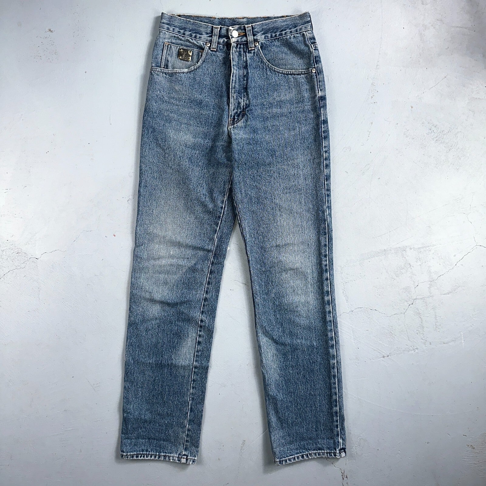 Vintage YSL Yves Saint Laurent Blue Denim Jeans Size 26x31 90s Womens Straight