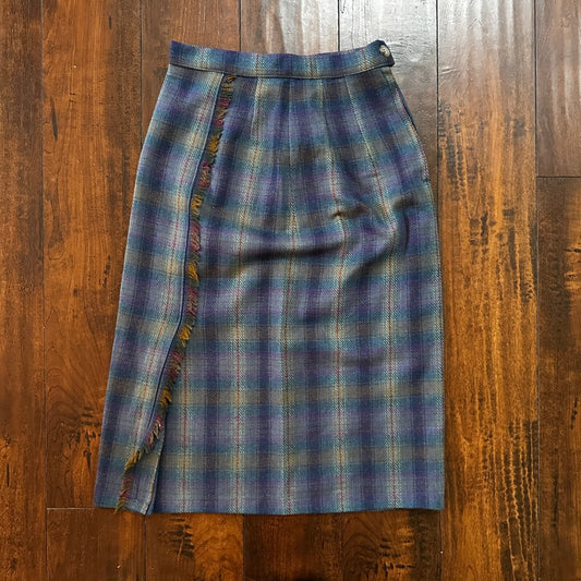 VTG USA Rockabilly Womens Dress Skirt 60s 70s Bottom Plaid Cute Wool