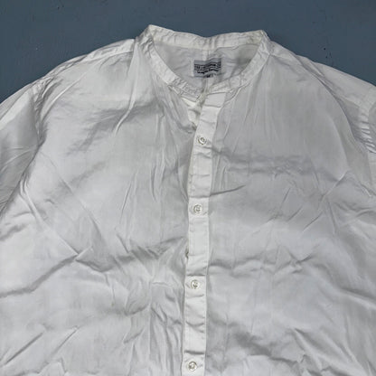 Vintage J Peterman Poet Shirt Men M White Popover Button Down Shirt Collar Less