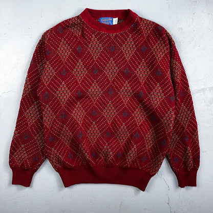 Pendleton VTG 100% Wool Sweater Mens L Argyle Red Oregon USA  Preppy Christmas